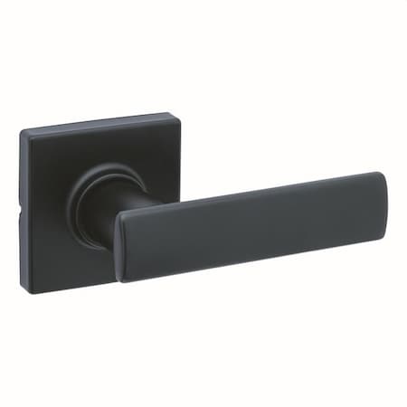 Kwikset Breton Lever with Square Rose Passage Door Lock with 6AL Latch and RCS Strike Matte Black Finish 200BRNLSQT-514